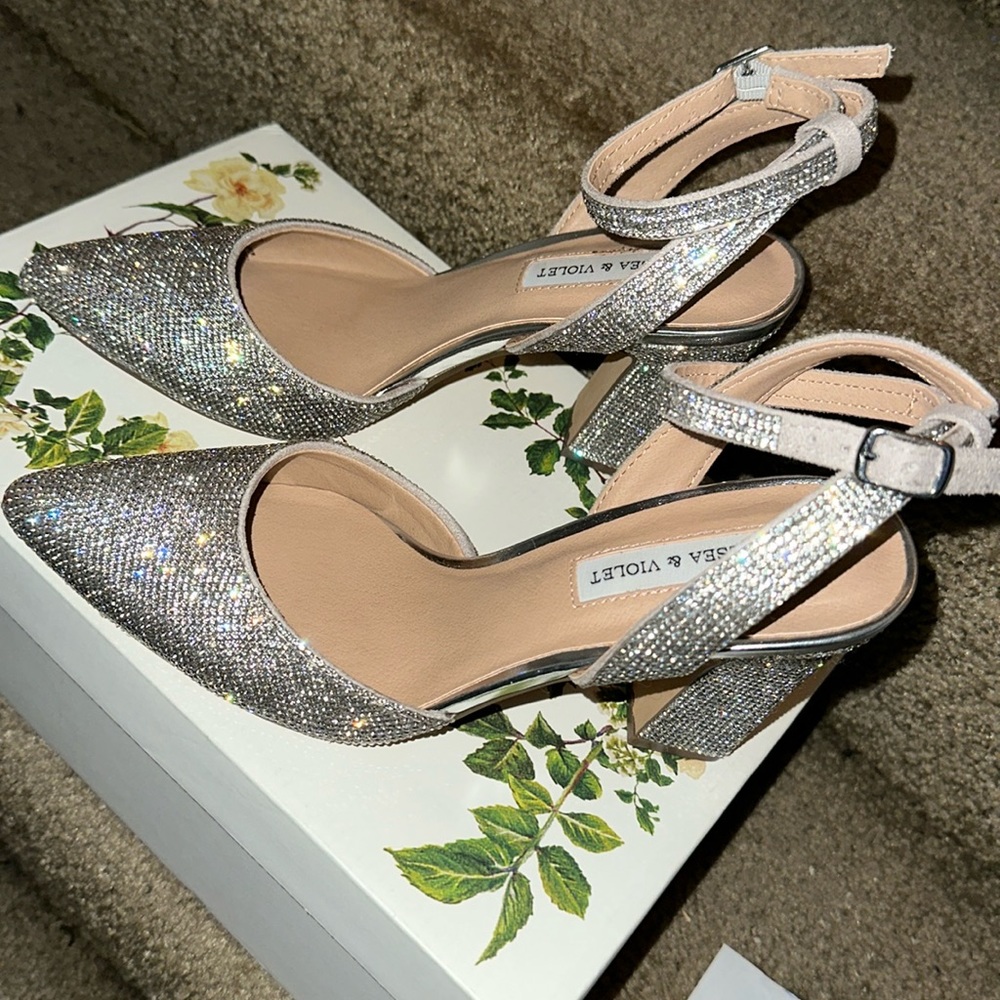 GORGEOUS rhinestone ankle strap heels. LIKE NEW. WORN FOR 2 HOURS